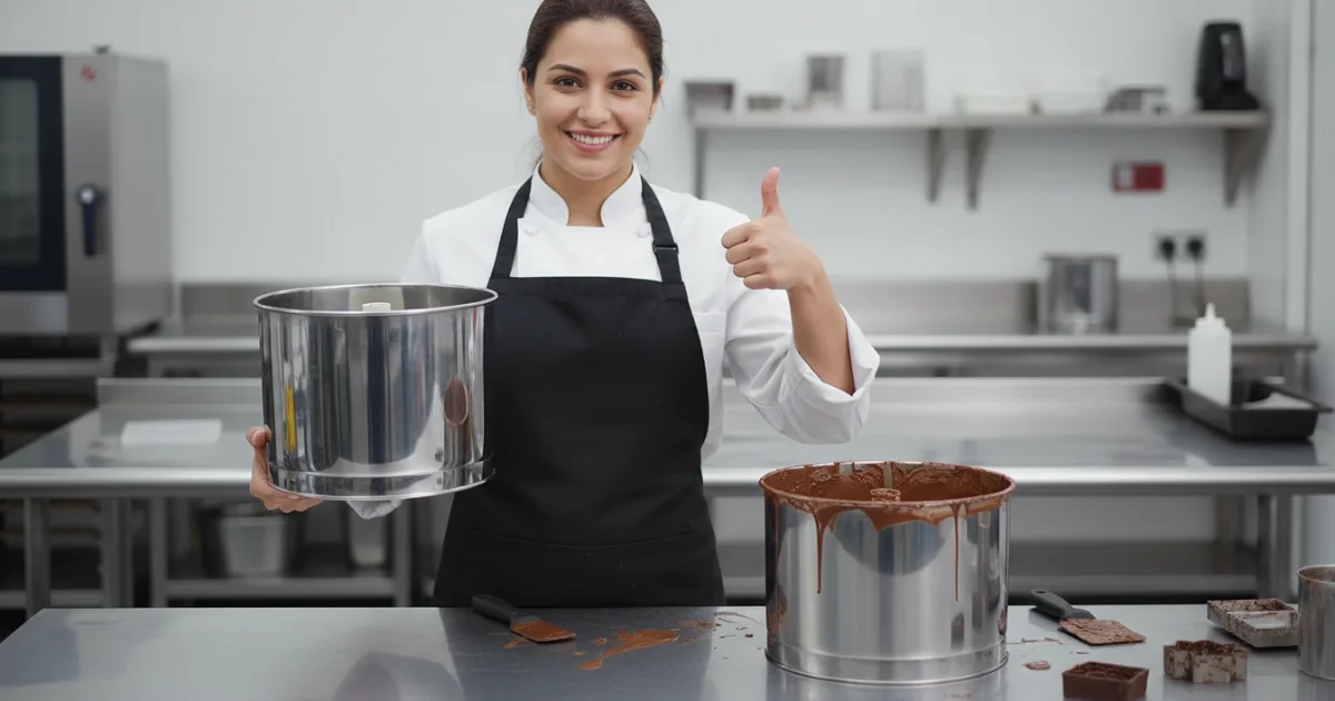 chocolateira satizfeita com dois tambores inox para melanger