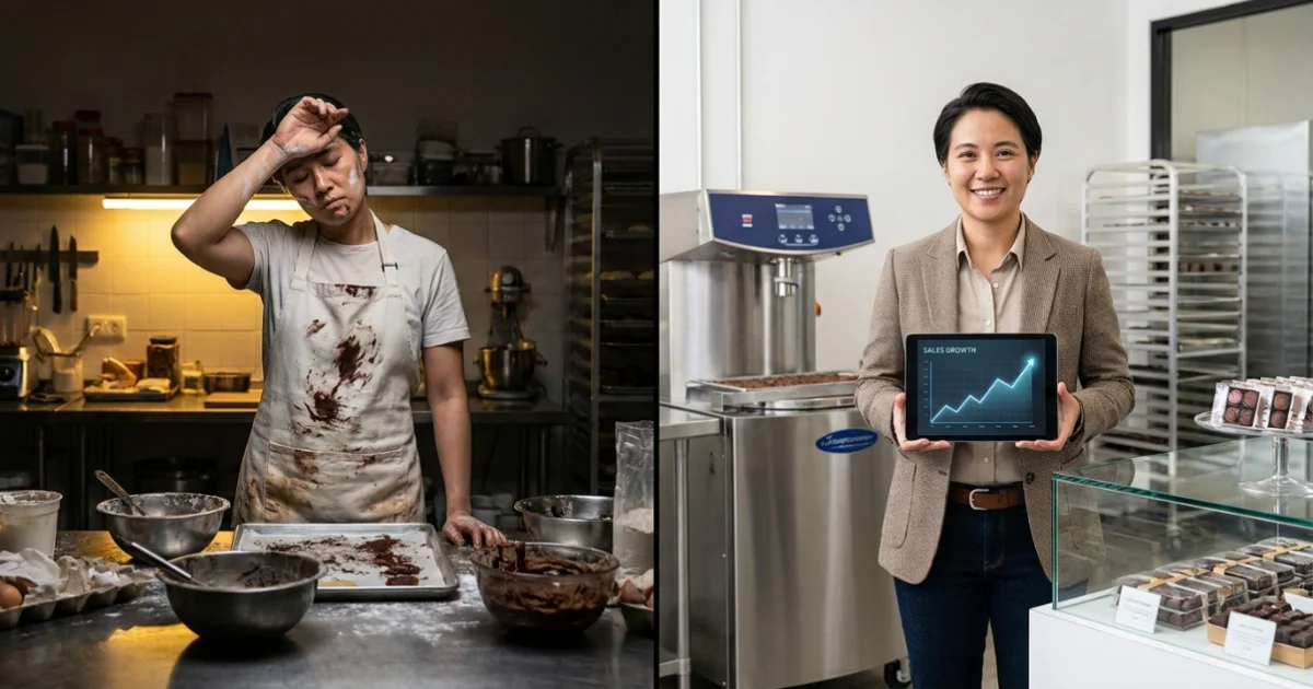 A evolução da confeiteira exausta para uma empresária de sucesso no ramo do chocolate.